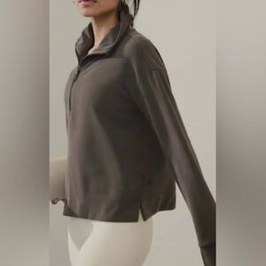 Athleta brown seasoft quarter-zip